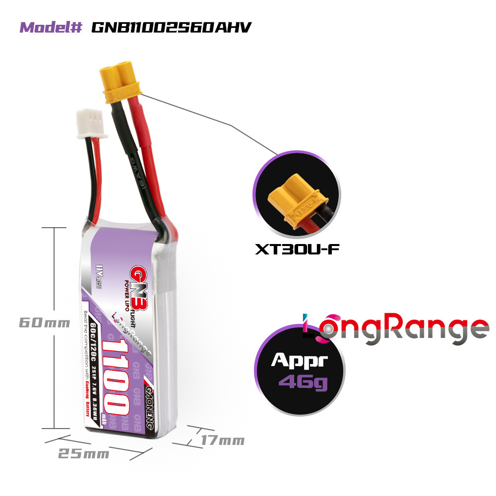 GNB 1100mAh 2S 3S 4S 6S 60C/12 - Drone Battery Connector บทวิจารณ์และราคา