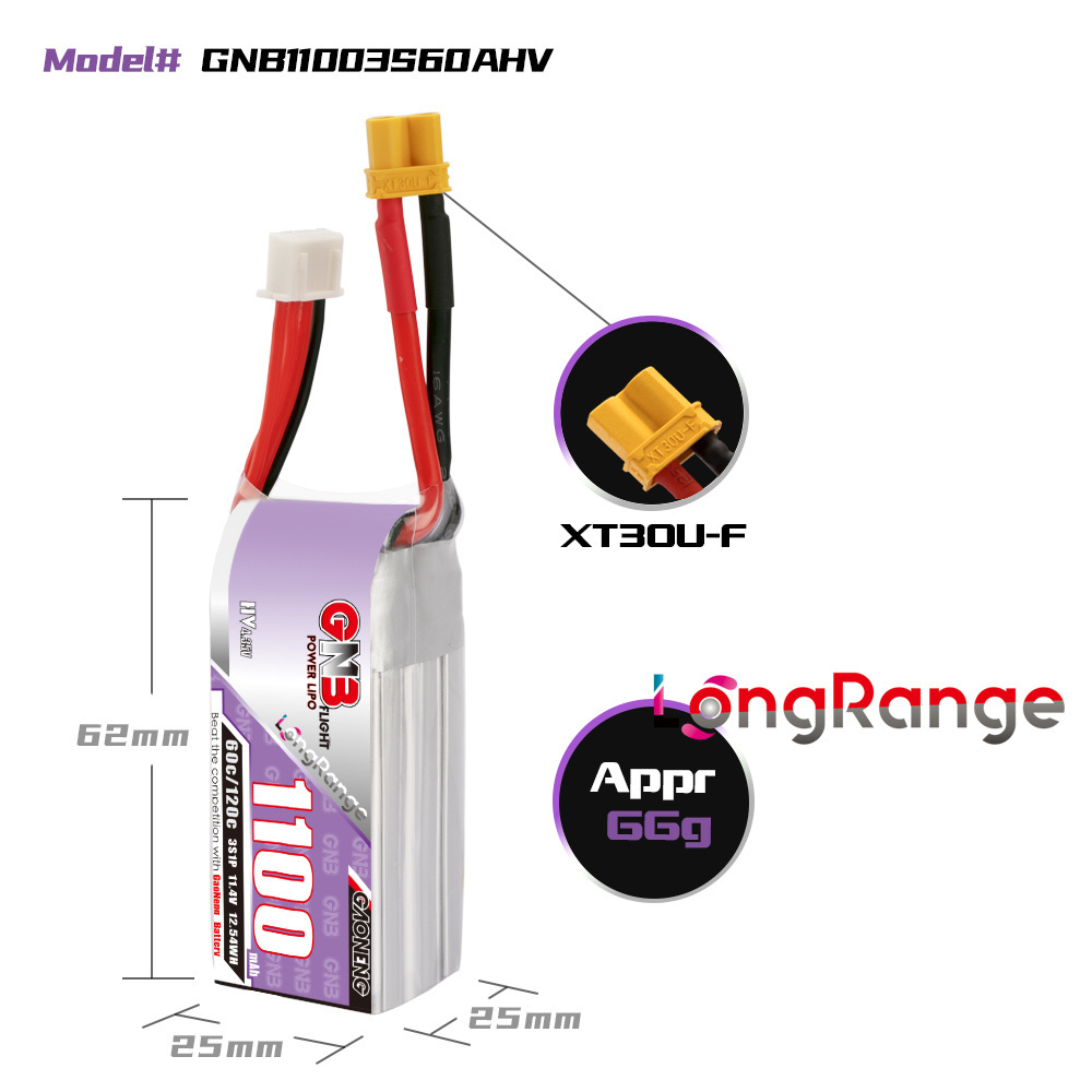 GNB 1100mAh 2S 3S 4S 6S 60C/12 - Drone Battery Connector บทวิจารณ์และราคา